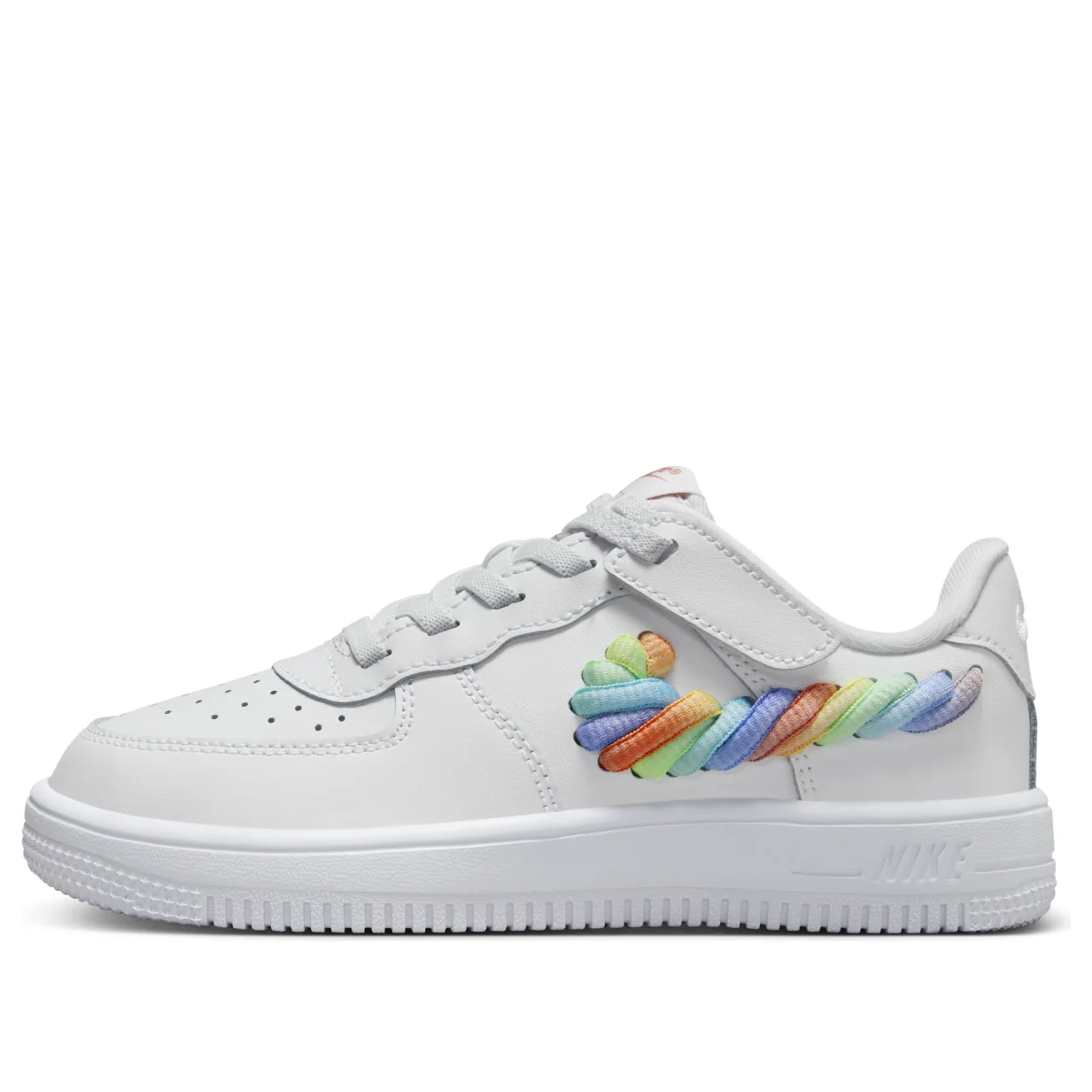 (PS) Nike Force 1 Low LV8 EasyOn 'Rainbow Lace Swoosh' FN4890-100