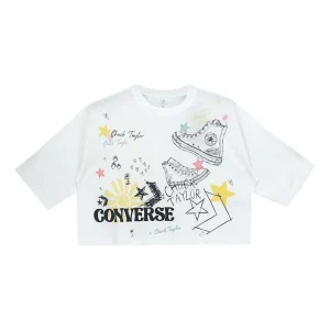 (WMNS) Converse NOTEBOOK DOODLE OS CROP Tee White OPTICAL White 10022825-A02