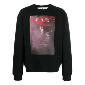 Off-White SS21 Arrows Pattern Printing Round Neck Long Sleeves Version Black OMBA025S21FLE0091001