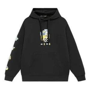 (WMNS) Li-Ning Sports Living Series Cartoon Pattern Pullover Hoodie 'Black' AWDS592-2