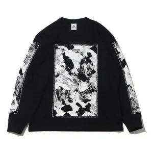 Men's Nike SS22 ACG Large Abstract Rock Pattern Printing Round Neck Pullover Black DQ4962-010