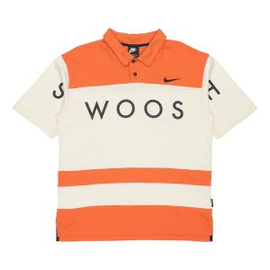 Nike Sportswear Swoosh Logo Printing Contrasting Colors Loose Polo Shirt Orange DJ5370-801