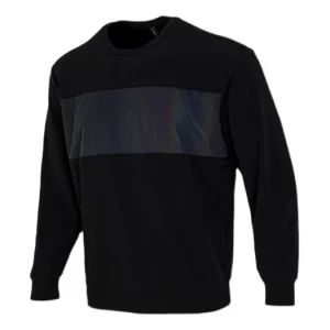 Men's adidas neo Sw Irrd Swt Splicing Sports Round Neck Pullover Black HB7380
