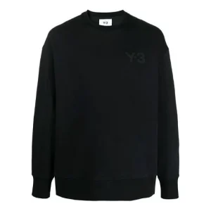 Men's Y-3 SS21 Logo Round Neck Pullover Black GV4194