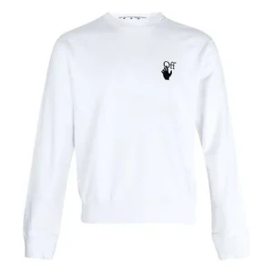 Men's Off-White FW21 Arrow Printing Pullover Round Neck Long Sleeves Loose Fit White OMBA025F21FLE0060110