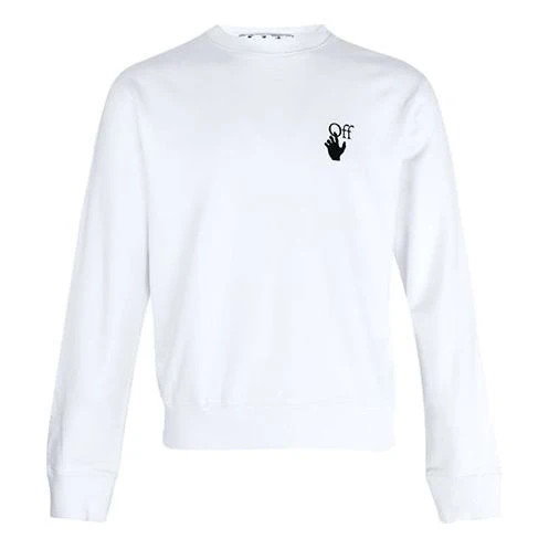 Men's Off-White FW21 Arrow Printing Pullover Round Neck Long Sleeves Loose Fit White OMBA025F21FLE0060110