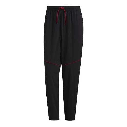 Men's adidas Side Contrasting Colors Lacing Sports Pants/Trousers/Joggers Black H39233