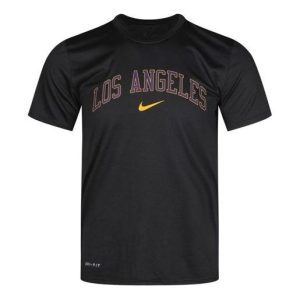 Nike NBA Los Angeles Lakers Basketball Training Quick Dry Short Sleeve Black AT1335-010
