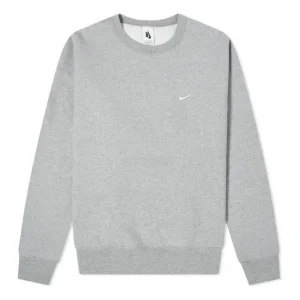 Men's Nike Solid Color Embroidered Logo Round Neck Long Sleeves Dark Grey CV0554-063