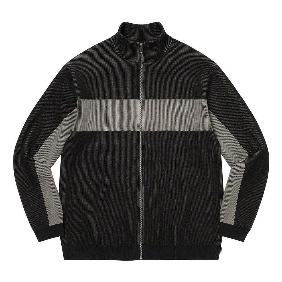 Supreme 2-Tone Ribbed Zip Up Sweater 'Black Grey' SUP-FW22-093