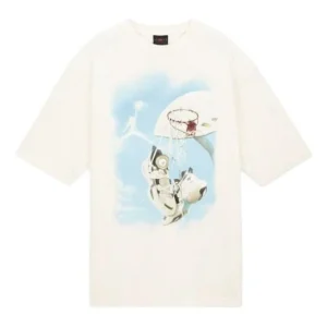 Men's Air Jordan x HTG Crossover Cartoon Printing Round Neck Short Sleeve Us Edition Light Ivory T-Shirt DJ7977-110