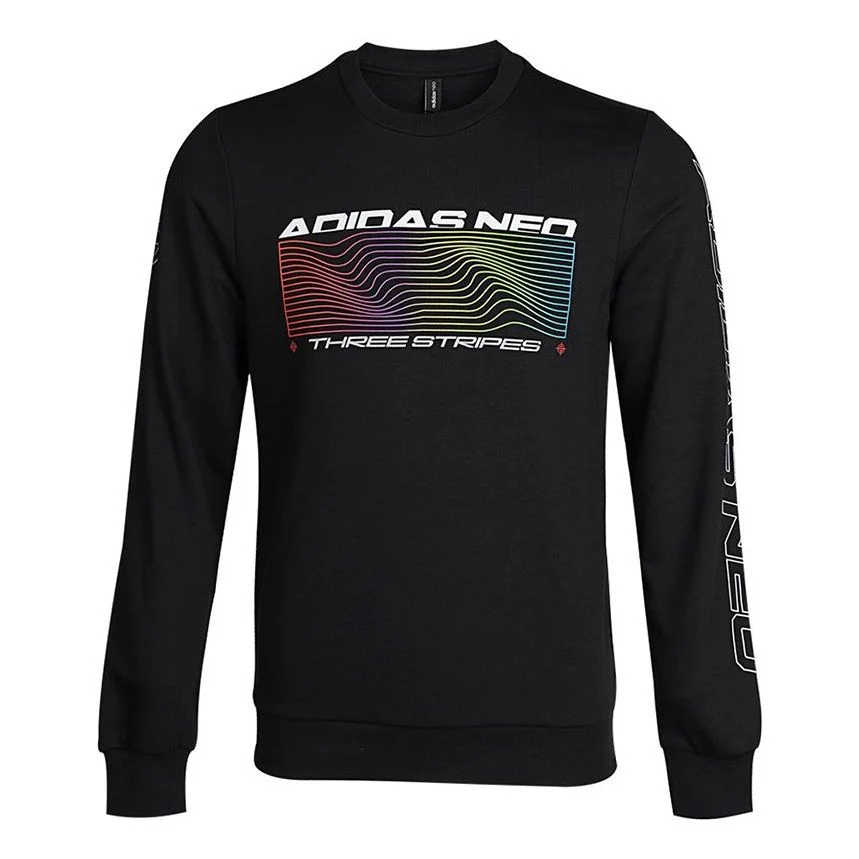 adidas neo Round Neck Alphabet Knit Pullover Black GM2306