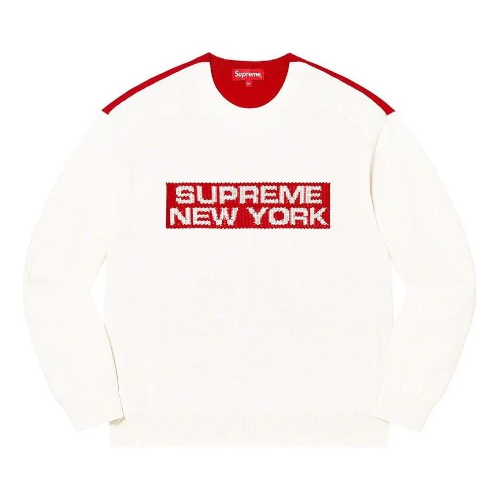 Supreme 2-Tone Sweater 'White Red' SUP-SS22-712