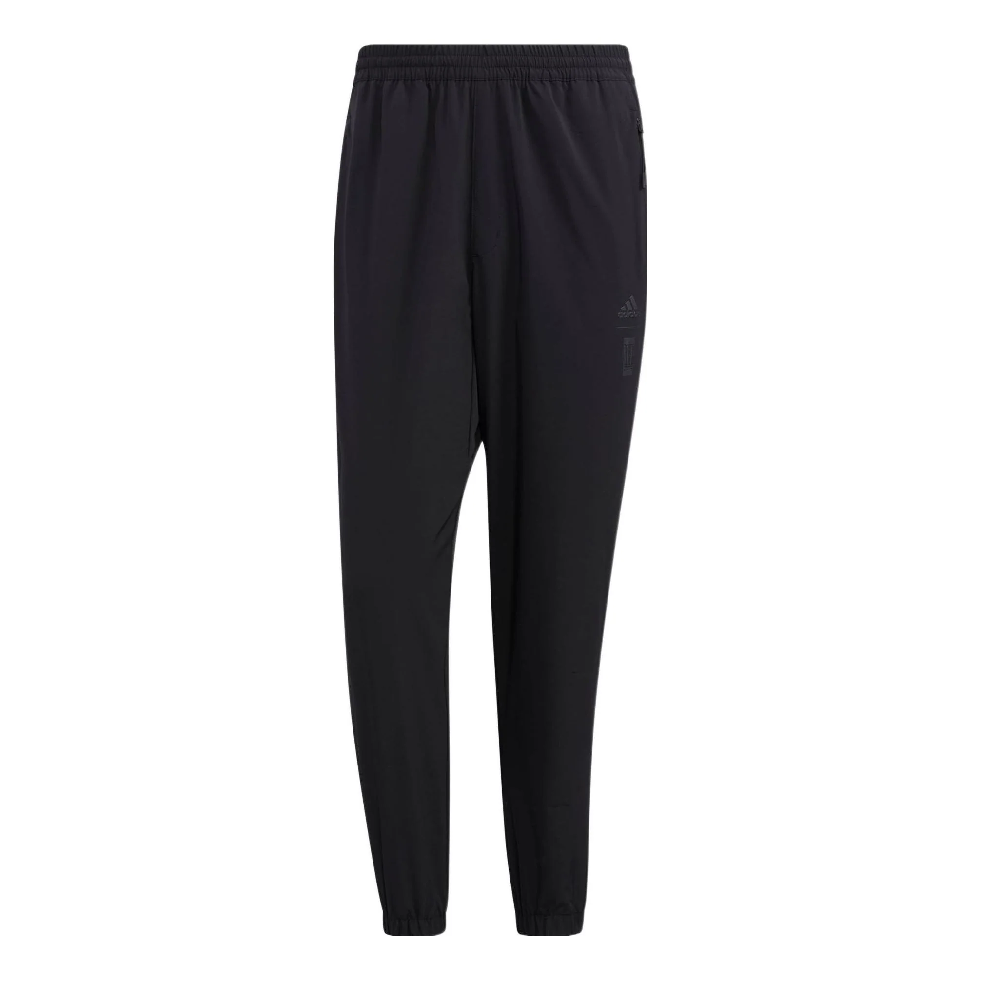 Men's adidas Solid Color Brand Logo Elastic Waistband Bundle Feet Sports Pants/Trousers/Joggers Black HM2941