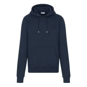 Men's DIOR Logo Embroidered Solid Color Dark Blue 113J698A0531-C585
