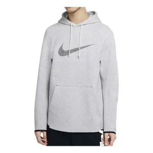 Men's Nike Solid Color Alphabet Logo Printing Hooded Long Sleeves Gray CK2977-902