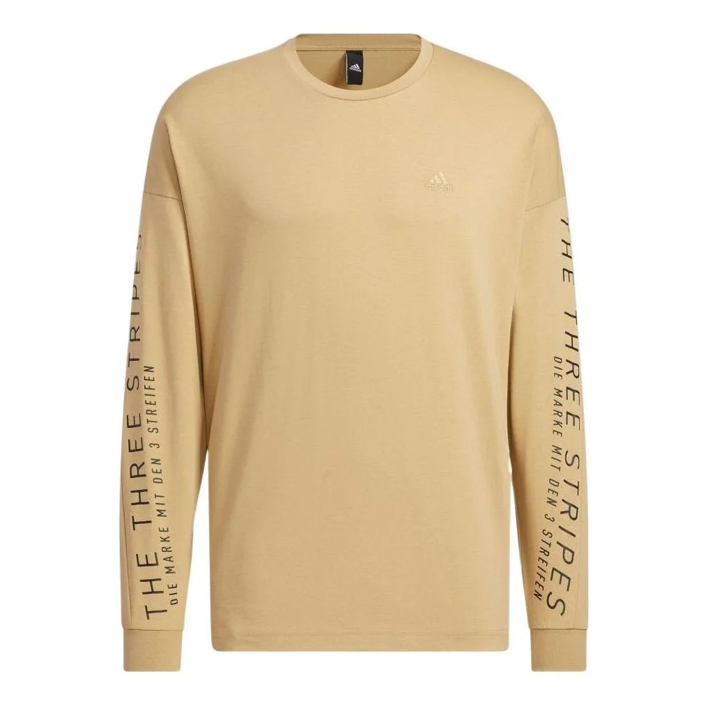 adidas Solid Color Minimalistic Alphabet Printing Round Neck Pullover Unisex Khaki HM2696
