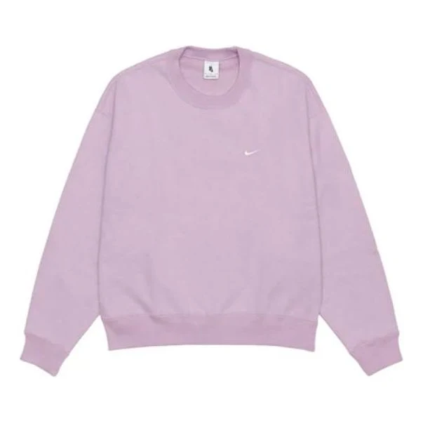 Men's Nike Lab Fleece Crew Solid Color Plush Stay Warm Sports Round Neck Pullover Pink DA0318-530