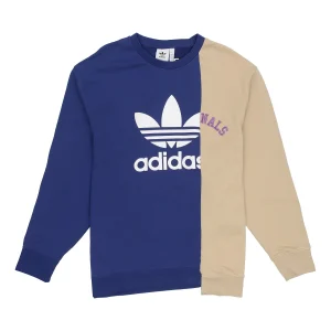 Men's adidas originals Mr Crew Logo Printing Colorblock Irregular Round Neck Pullover Autumn Blue HC0380