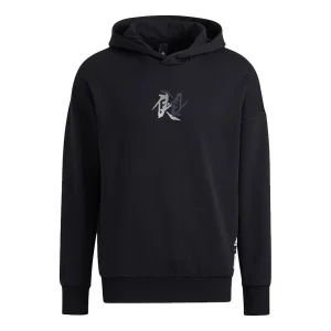 Men's adidas Wj Swt Hood Martial Arts Series Printing Sports Black HE5115