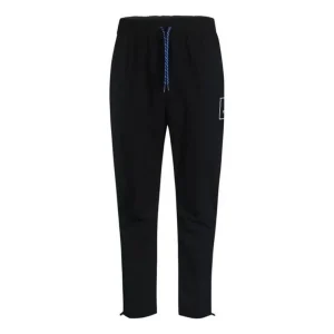 Men's adidas Woven Pants Logo Printing Pattern Lacing Straight Sports Pants/Trousers/Joggers Black FR7208