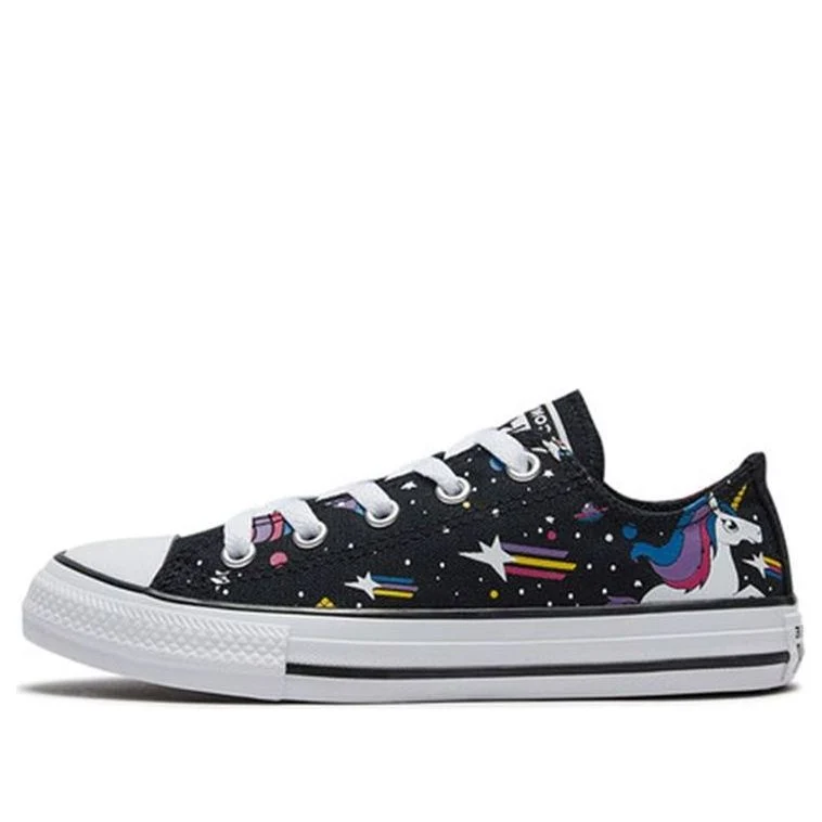 (GS) Converse Chuck Taylor All Star Rainbow Unicorn Black Sneakers 'Black' 665474C