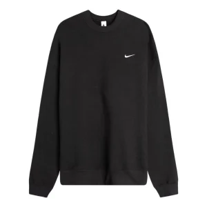 Nike Solo Swoosh Fleece Solid Color Logo Embroidered Long Sleeves Unisex Black CV0554-010