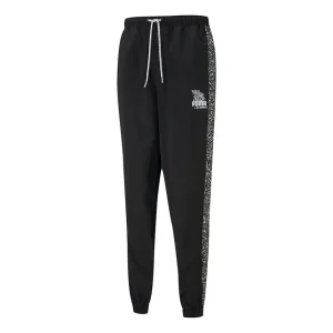 PUMA x Mr Doodle Crossover Sports Graffiti Drawstring Woven Long Pants Black 598684-01