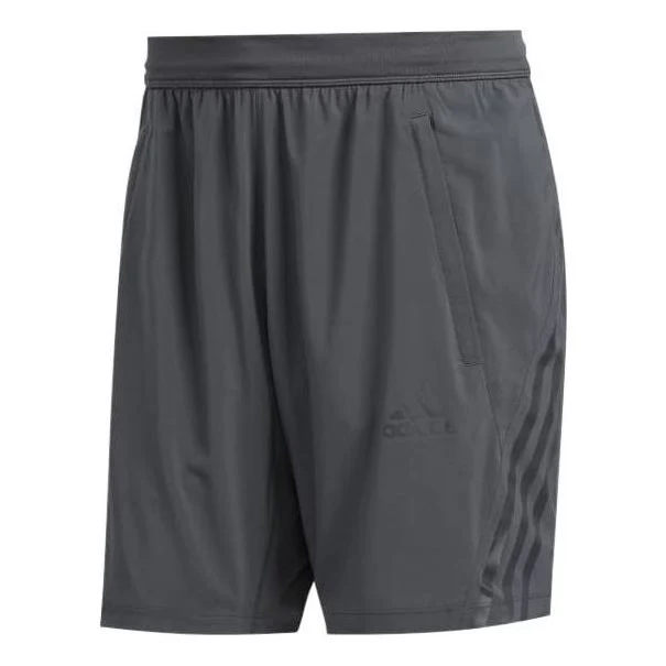 Men's adidas Logo Stripe Solid Color Gym Breathable Sports Shorts Gray FP7846