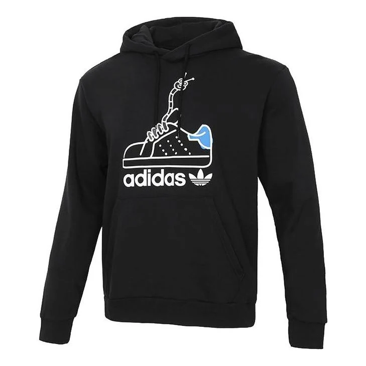 adidas originals Worm Casual Sports hooded Printing Pullover Black GN2159