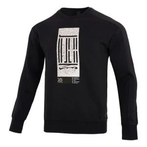 Men's adidas Wj Logo Swt Round Neck Pullover Alphabet Athleisure Casual Sports Black HM2944
