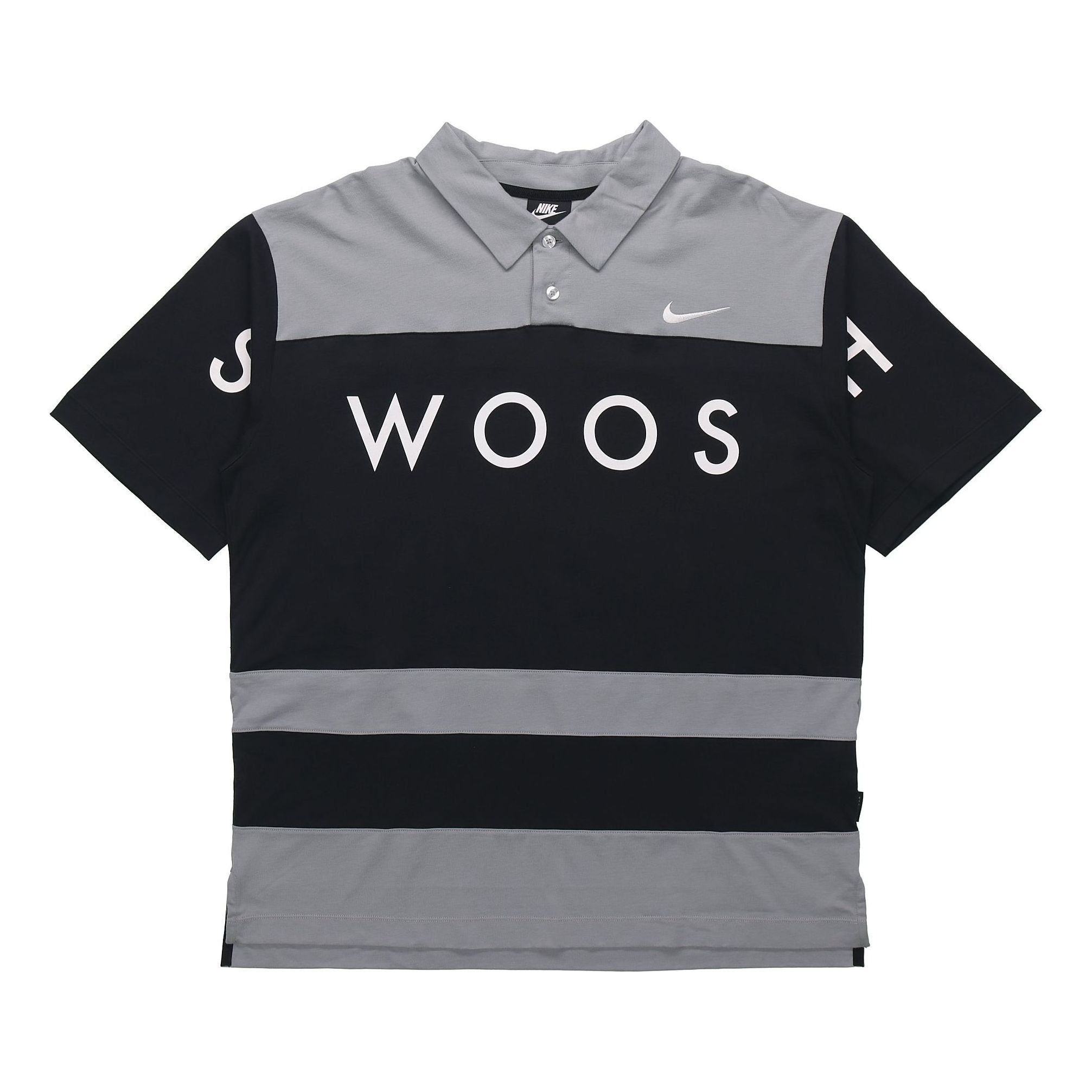 Nike Sportswear Swoosh Logo Printing Contrasting Colors Loose Polo Shirt Black DJ5370-010