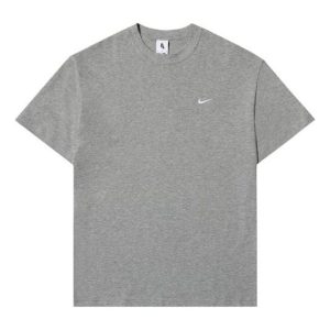 Nike Solo Swoosh Small Label Logo Solid Color Sports Round Neck Short Sleeve Gray CV0559-063