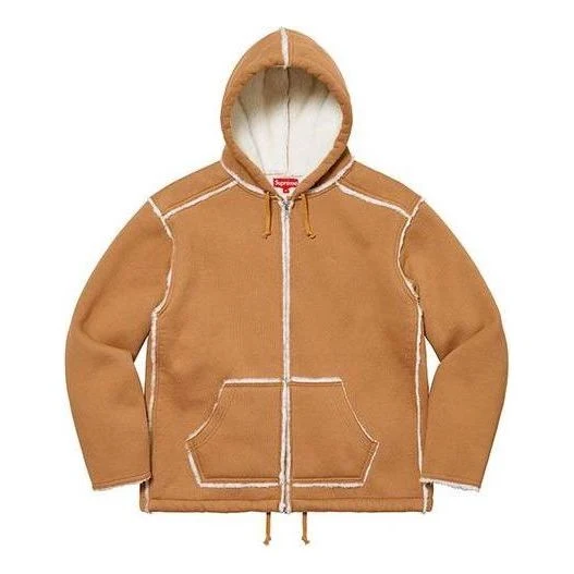 Supreme Faux Shearling Hooded Jacket 'Tan White' SUP-FW21-379