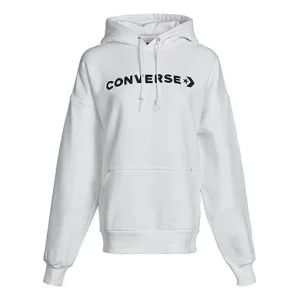 Converse Classic Logo Athleisure Casual Sports Fleece Lined Hoodie White 10021657-A02