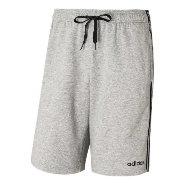 Men's adidas Stripe Logo Training Knit Casual Sports Shorts Gray DU7831