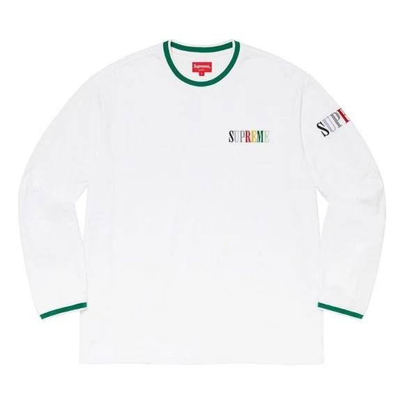 Supreme Multi Color Logo L/S Top 'White Green' SUP-FW20-276
