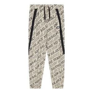 New Balance Logo Print Fleece Pants Asia Sizing 'Beige Black' 5TC2U143-BEI