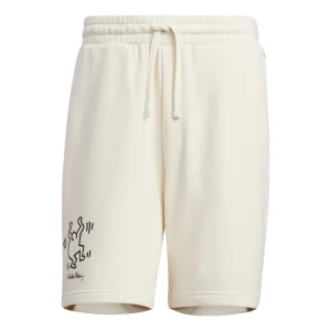 Men's adidas neo x . Crossover Cartoon Pattern Stripe Athleisure Casual Sports Shorts Beige HD7258
