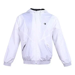 Converse hooded Drawstring Zipper Pocket Jacket White 10019993-A03