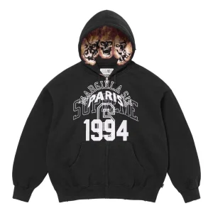 Supreme x MM6 Maison Margiela Zip Up Hooded Sweatshirt 'Black White' SUP-SS24-113