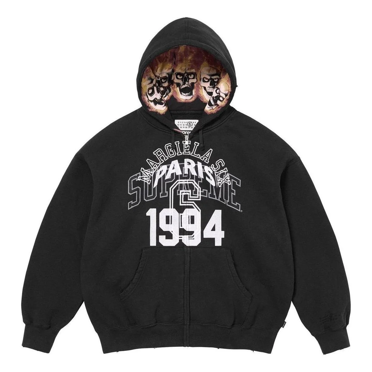 Supreme x MM6 Maison Margiela Zip Up Hooded Sweatshirt 'Black White' SUP-SS24-113