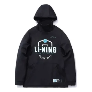 Li-Ning Sports Basketball Series Alphabet Printing Pullover Hoodie 'Black' AWDR089-1