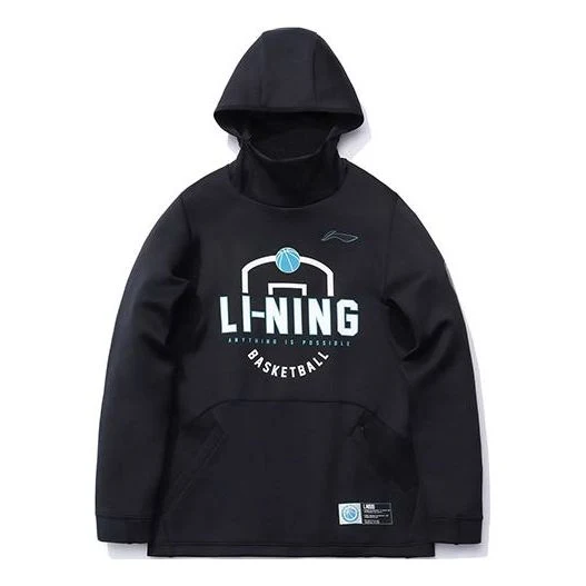 Li-Ning Sports Basketball Series Alphabet Printing Pullover Hoodie 'Black' AWDR089-1