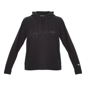 Men's Y-3 Drawstring Hooded Long Sleeves Casual Black FP8691