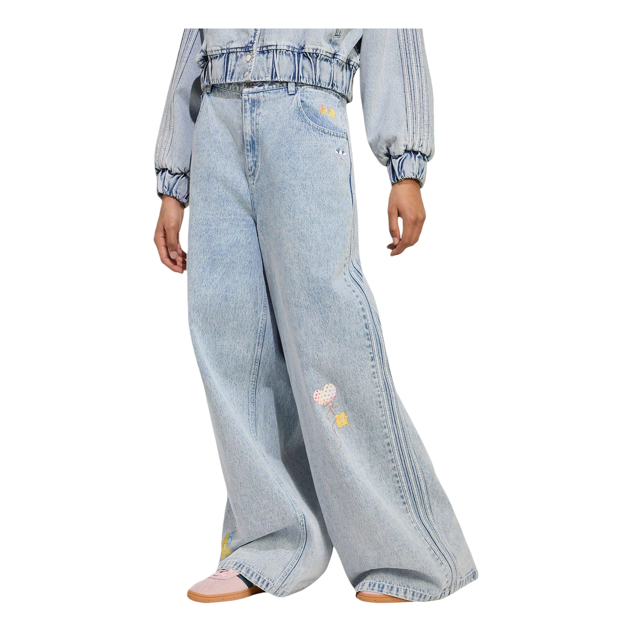 (WMNS) adidas Care Bears High-Rise Wide-Leg Denim Pants Asia Sizing 'Electric Sky' KQ6748