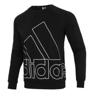 Men's adidas Big Lo Swt Ft Logo Printing Casual Sports Round Neck Black HB5085
