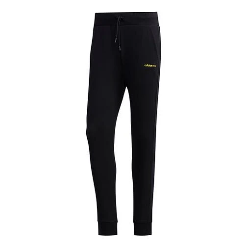 adidas neo M Faves Tp logo Bundle Feet Casual Sports Long Pants Black FU1046