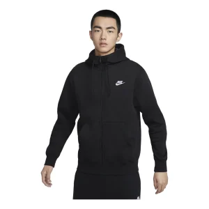Nike Sportswear Club Fleece Embroidered Logo Solid Color hooded Zipper Black BV2646-010