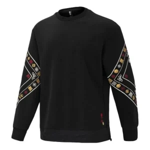 Men's adidas neo Cny Swt Limited Funny Pattern Sports Round Neck Pullover Black HM7487